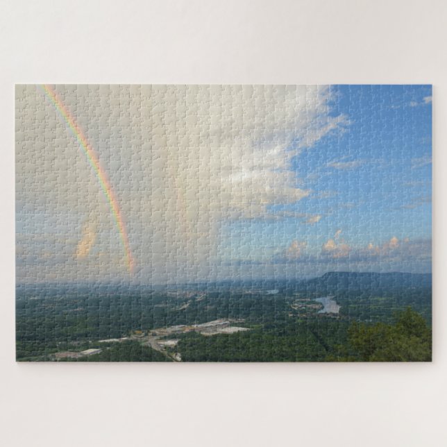 Rainbow Over Chattanooga, Tennessee - 20x30 inch Jigsaw Puzzle (Horizontal)