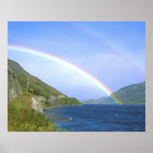 Rainbow over Hawea Lake, South Island, New Poster (Front)