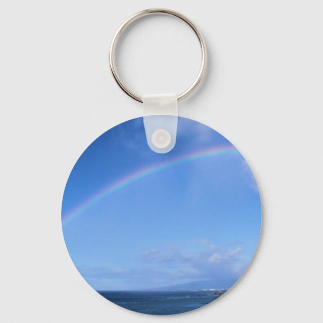 Rainbow over Honolulu, Hawaii Keychain (Front)