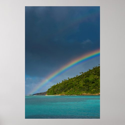 Rainbow over island American Samoa Poster