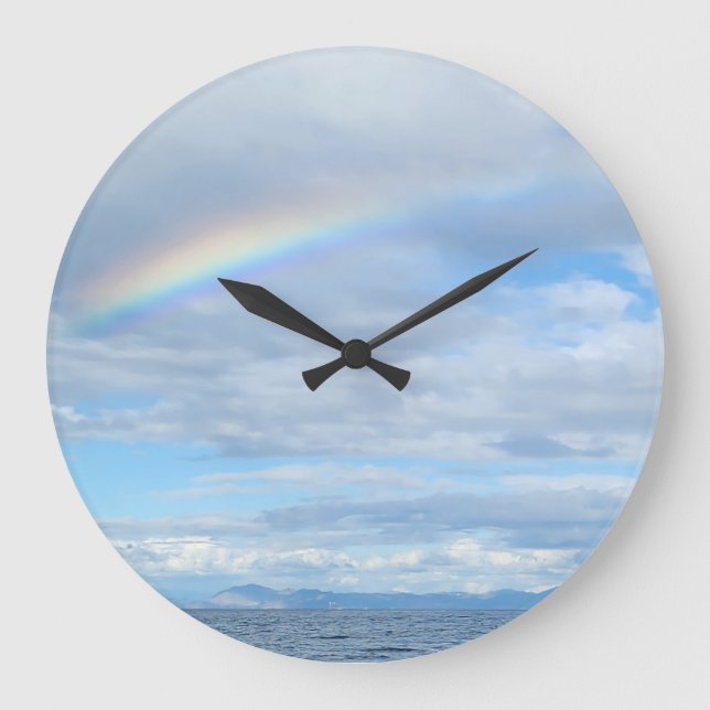 Rainbow over Island Large Clock (Front)
