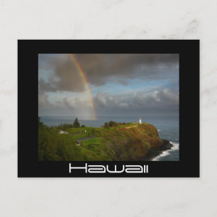 Rainbow over Kilauea Lighthouse black postcard