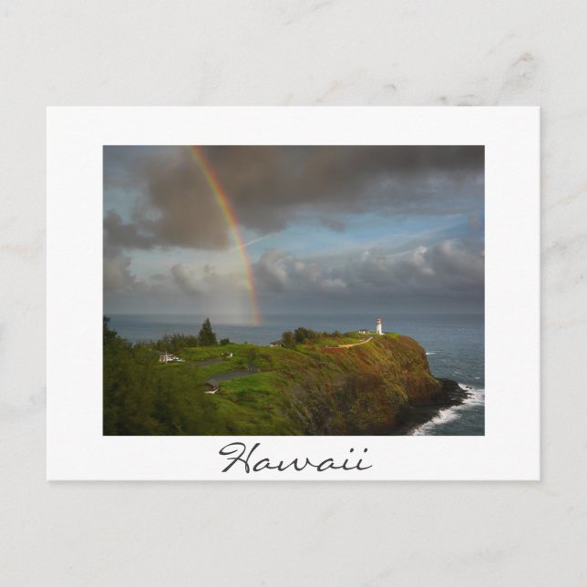Rainbow over Kilauea Lighthouse Hawaii postcard (Front)