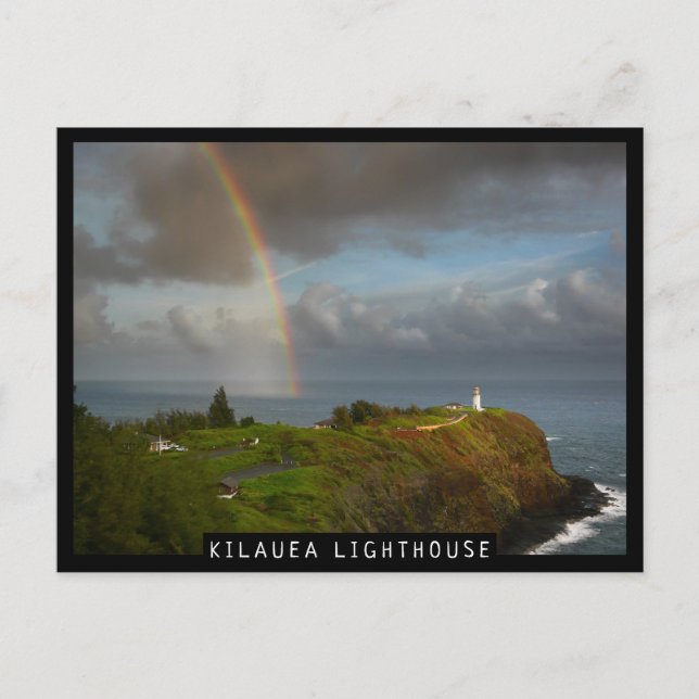Rainbow over Kilauea Lighthouse on Kauai Postcard (Front)