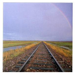 Rainbow over railroad tracks near Fairfield Ceramic Tile