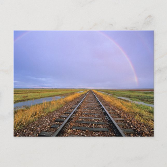 Rainbow over railroad tracks near Fairfield Postcard (Front)