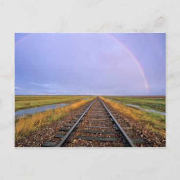 Rainbow over railroad tracks near Fairfield Postcard
