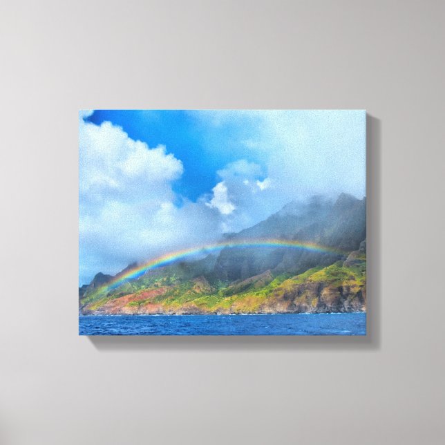 Rainbow over the Na Pali Coast Kauai, Hawaii Canvas Print (Front)