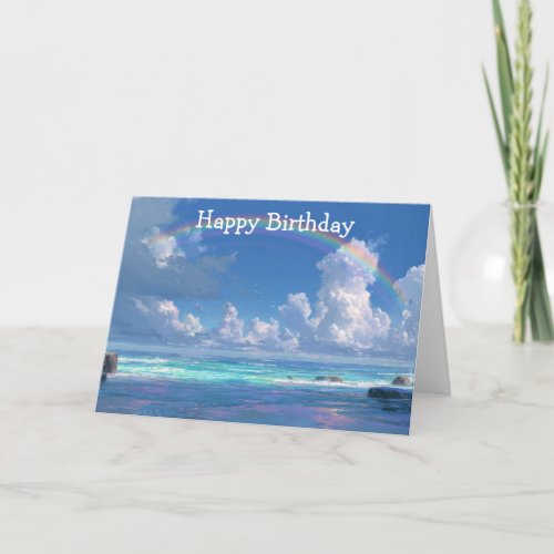 Rainbow over the ocean card