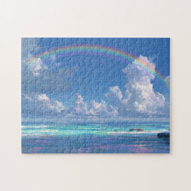 Rainbow over the ocean jigsaw puzzle (Horizontal)