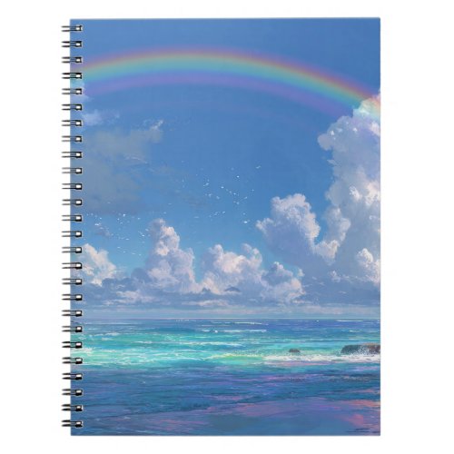 Rainbow over the ocean notebook
