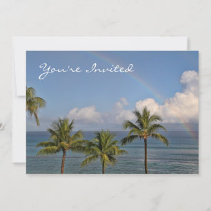 Rainbow over the Ocean with Palm Trees Invitation