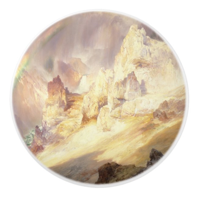 Rainbow Over Yellowstone, Moran 1900 Ceramic Knob (Front)