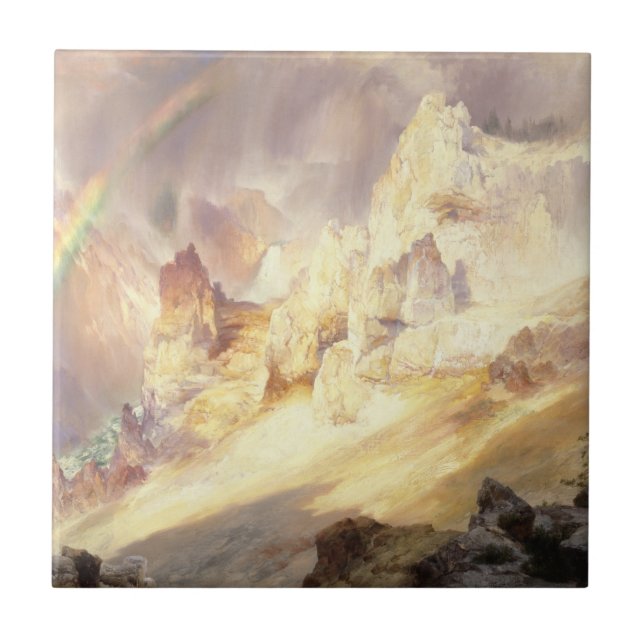 Rainbow Over Yellowstone, Moran 1900 Ceramic Tile (Front)