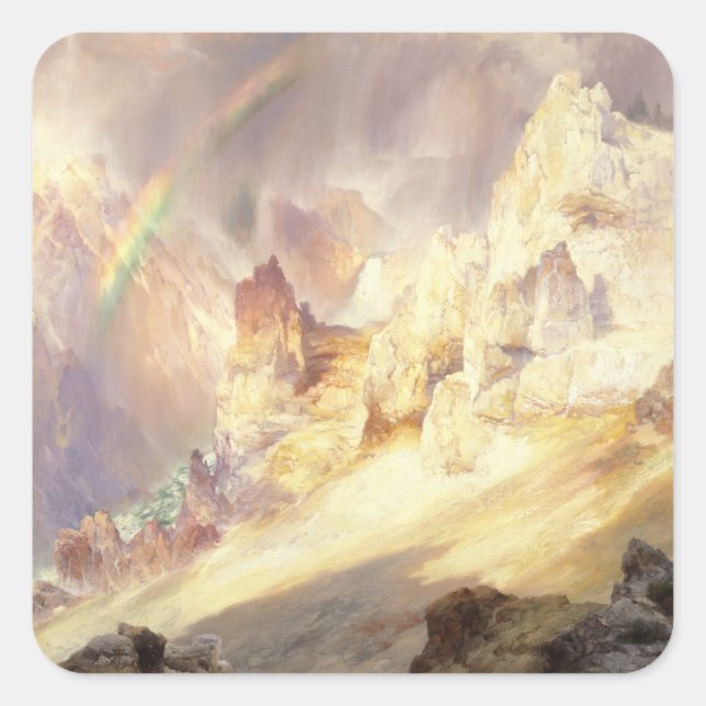 Rainbow Over Yellowstone, Moran 1900 Square Sticker (Front)