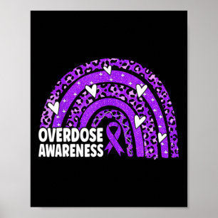 Rainbow Overdose Awareness Month Purple Ribbon Poster