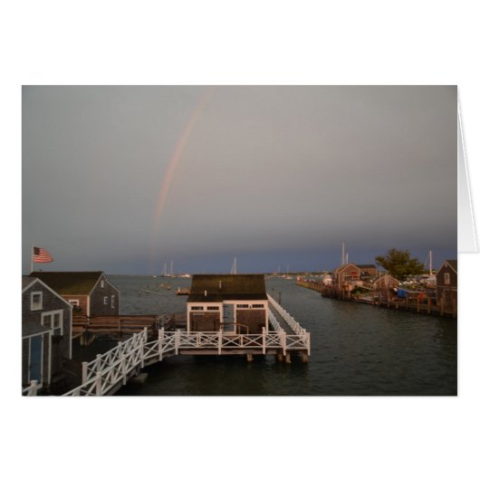 Rainbow overr Nantucket Harbor Card (Front Horizontal)