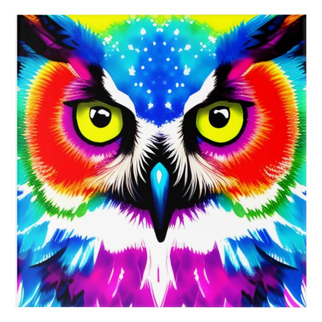 Rainbow Owl Acrylic Wall Art (Front)