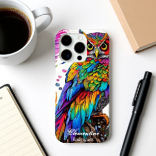 Rainbow Owl Amidst Feathers iPhone 16 Pro Case