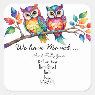 Rainbow Owl Change of Address Sticker Custom