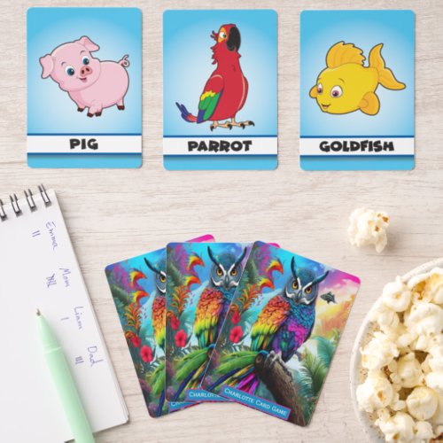 Rainbow Owl Cute add name kids Match Game Matching Game Cards