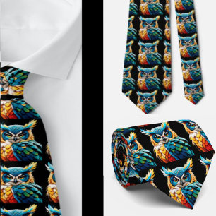 Rainbow Owl Owls Magic Neckties