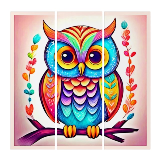 Rainbow Owl Perch Art (Front)