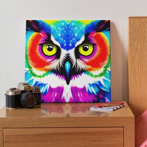 Rainbow Owl Stretched Canvas