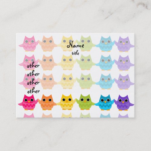 Rainbow Owls Business Card Template