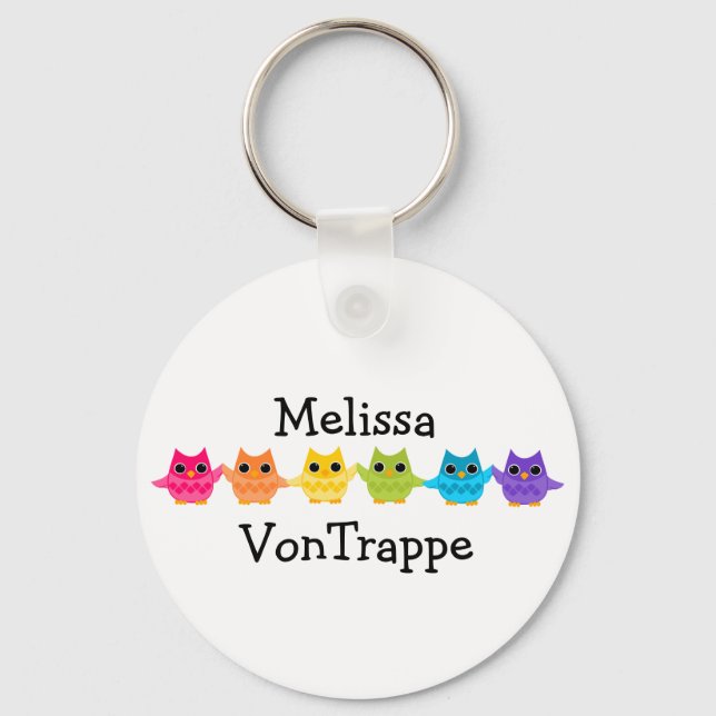 Rainbow Owls Keychain (Front)