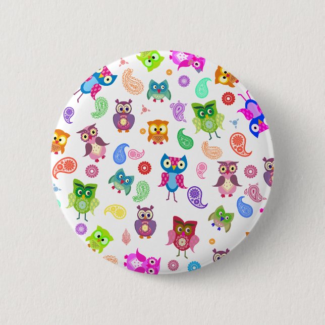 Rainbow owls - light button (Front)