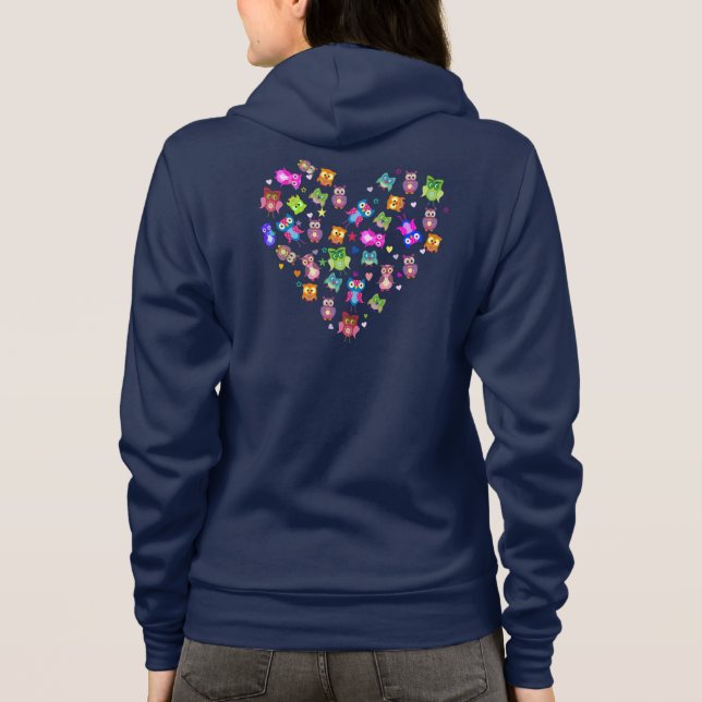 Rainbow owls love heart hoodie (Back)