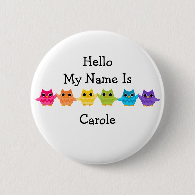 Rainbow Owls Pinback Button (Front)