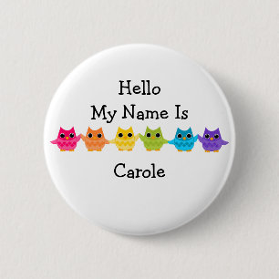 Rainbow Owls Pinback Button