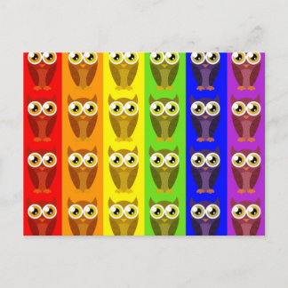 Rainbow Owls Postcard