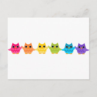 Rainbow Owls Postcard