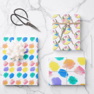 Rainbow Paint and Sip Birthday Party Wrapping Paper Sheets