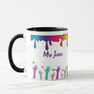 Rainbow paint art teacher "Best teacher ever Mug