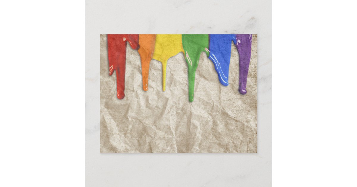 RAINBOW PAINT DRIPPINGS --.png Postcard | Zazzle