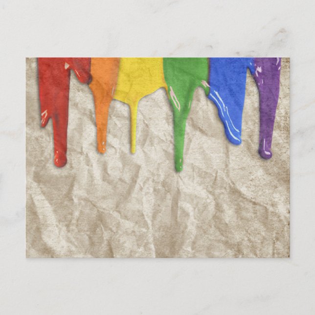 RAINBOW PAINT DRIPPINGS --.png Postcard (Front)