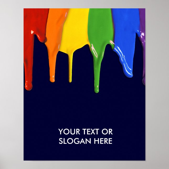 RAINBOW PAINT DRIPPINGS --.png Poster (Front)