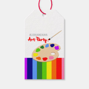 Rainbow Paint Palette Art Birthday Party Gift Tags
