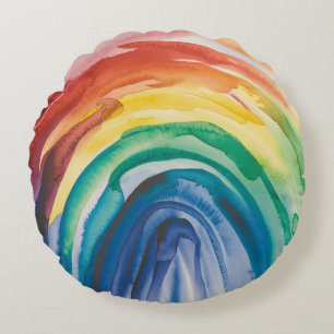 Rainbow Paint Round Pillow