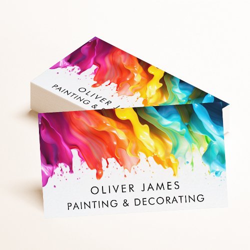 Rainbow paint splash artist decorator or painter  business card