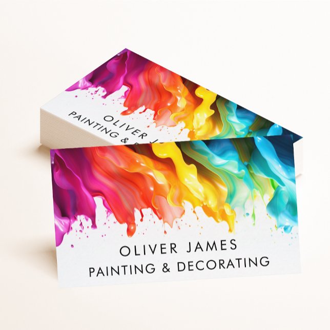 Rainbow paint splash artist decorator or painter  business card (Creator Uploaded)