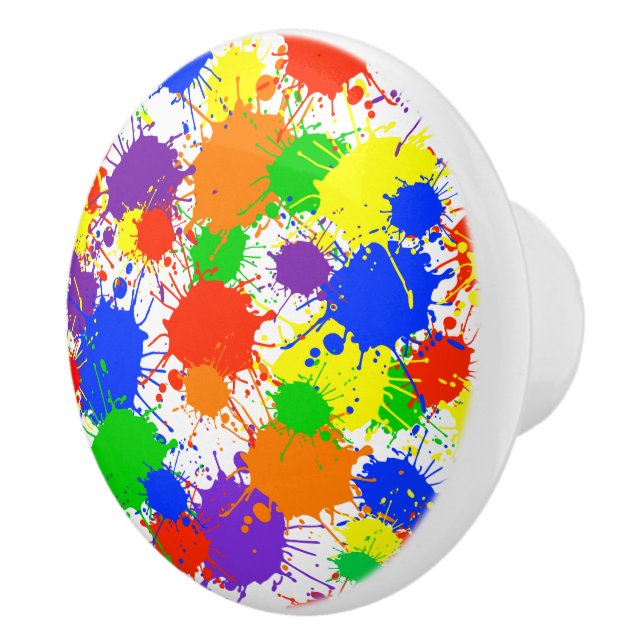 Rainbow Paint Splash Drawer Pull Ceramic Knobs (Right)