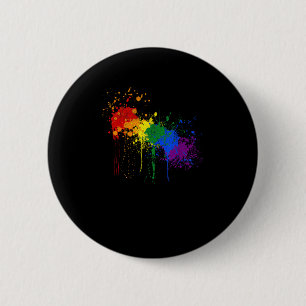 Rainbow Paint Splash Flag LGBT Pride Month T-Shirt Button