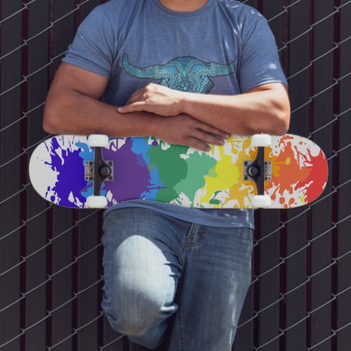 RAINBOW PAINT SPLASH GRAFFITTI  SKATEBOARD