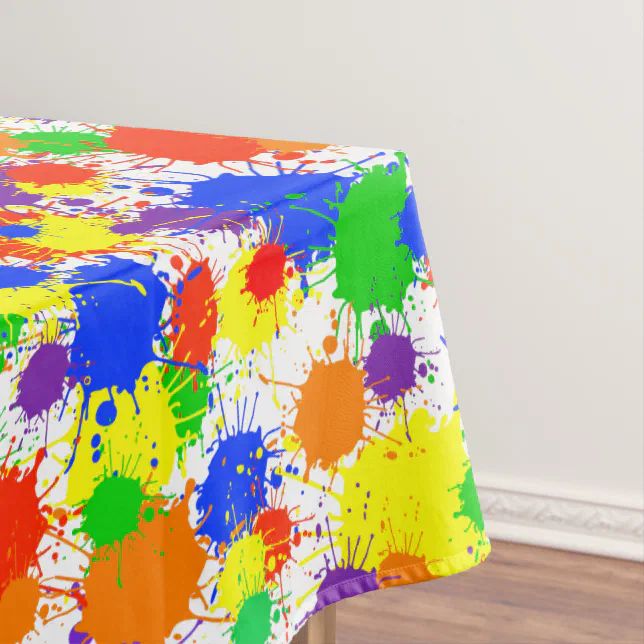 Rainbow Paint Splash Party Tablecloth Zazzle
