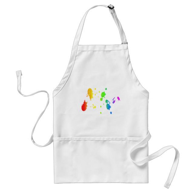 Rainbow paint-splatter adult apron (Front)